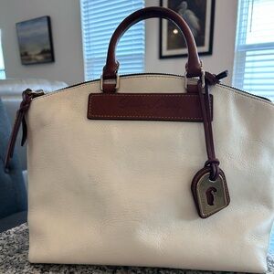 Dooney & Bourke White and Brown Florentine Vacchetta leather
